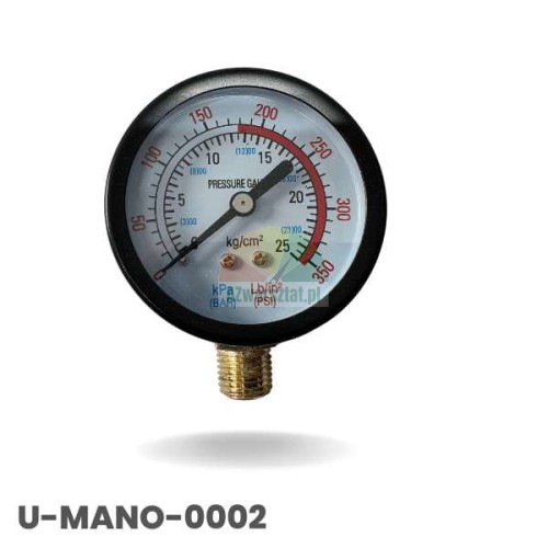 Manometr z gwintem 12.7mm i zakresem pomiarowym od 0 do 25 bar