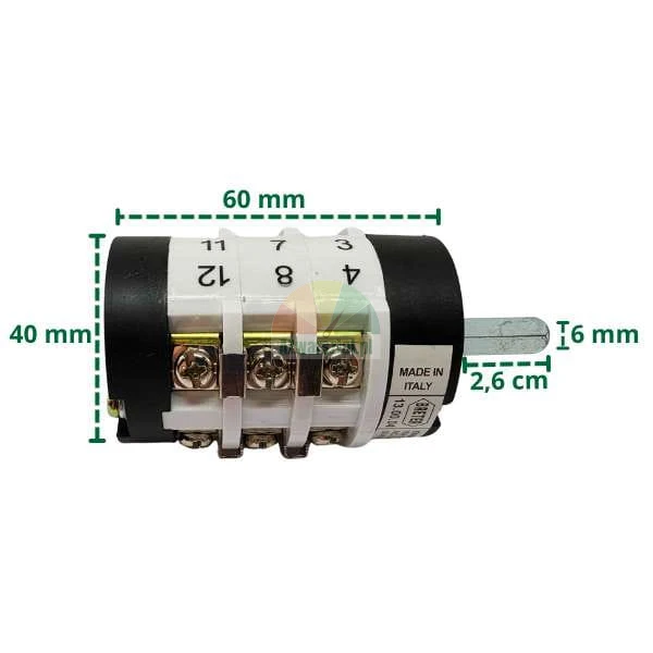 Mini przełącznik obrotowy EN60947-3 20A o wymiarach 60x40 mm