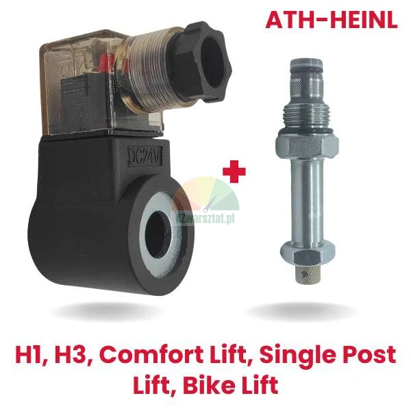 Zamiennik ATH-Heinl: Cewka elektromagnetyczna z zaworem opuszczania 24V DC do podnośników H1, H3, Comfort Lift, Single Post Lift oraz Bike Lift