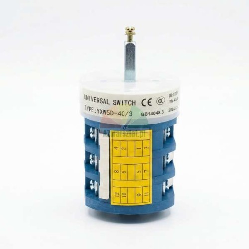 Przełącznik obrotowy 380V 18KW 40A 3PH do montażownicy 1-biegowej, model YXW5D-40/3