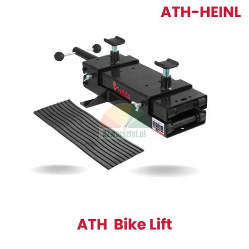 Czarny mini podnośnik motocyklowy REDATS jako zamiennik ATH-Heinl Bike Lift z gumową matą.