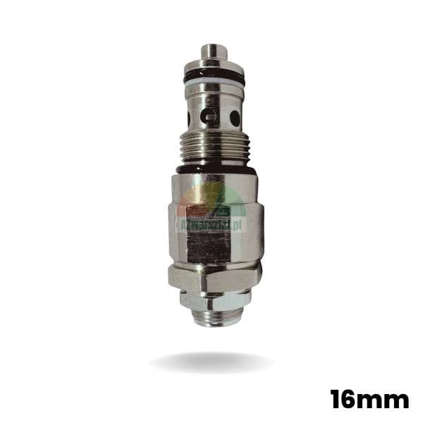 Hydrauliczny zawór nadmiarowy ciśnienia 16mm z gwintem 19mm, srebrny metalowy zawór nabojowy.