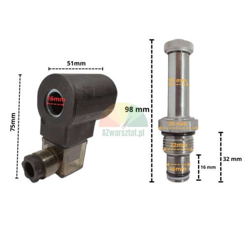 Cewka elektromagnetyczna z zaworem opuszczania 220V AC 16mm