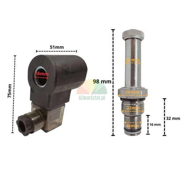 Cewka elektromagnetyczna z zaworem opuszczania 220V AC 16mm