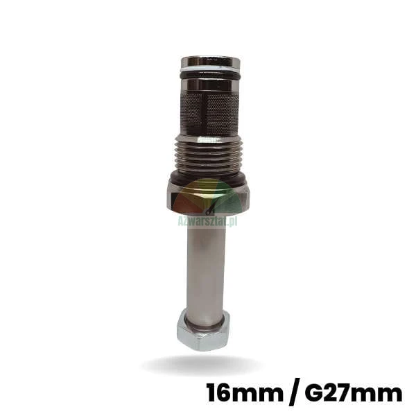 Zawór opuszczania do cewki elektromagnetycznej 16mm / G27mm widoczny na białym tle.