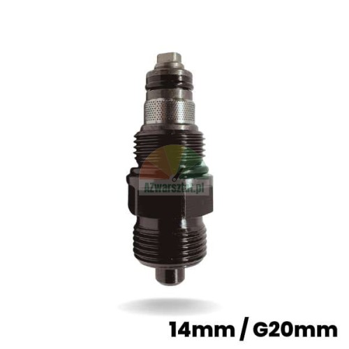 Zawór bezpieczeństwa (zwrotny) podnośnika hydraulicznego o wymiarach 62mm / G20, widok pionowy na białym tle.