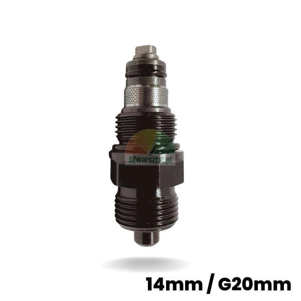 Zawór bezpieczeństwa (zwrotny) podnośnika hydraulicznego o wymiarach 62mm / G20, widok pionowy na białym tle.
