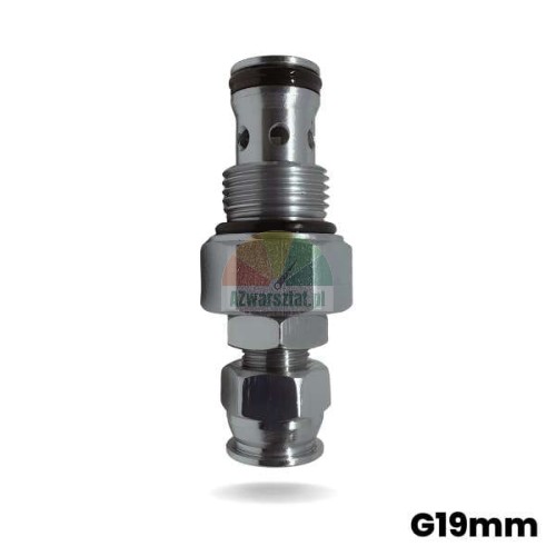 Zawór nadmiarowy/przelewowy G19mm, srebrny metalowy zawór hydrauliczny.