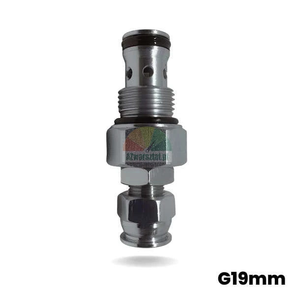 Zawór nadmiarowy/przelewowy G19mm, srebrny metalowy zawór hydrauliczny.