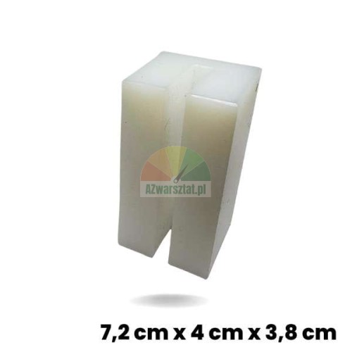 Biały ślizg podnośnika o wymiarach 7,2 x 4 x 3,8 cm wykonany z wytrzymałego tworzywa sztucznego.