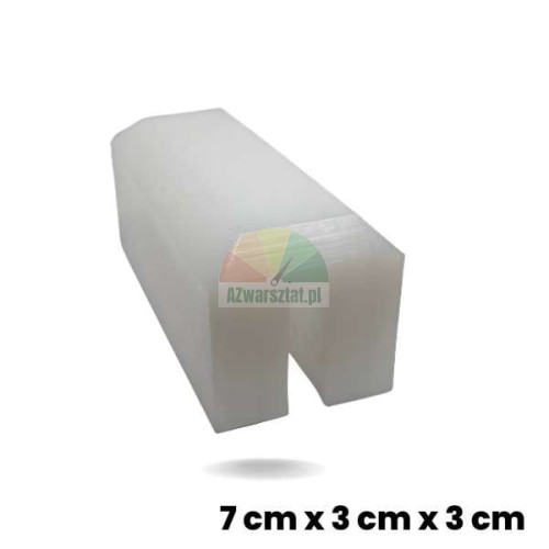 Biały ślizg podnośnika o wymiarach 7cm x 3cm x 3cm wykonany z wytrzymałego tworzywa sztucznego