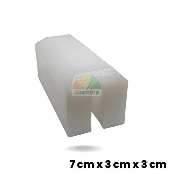 Biały ślizg podnośnika o wymiarach 7cm x 3cm x 3cm wykonany z wytrzymałego tworzywa sztucznego