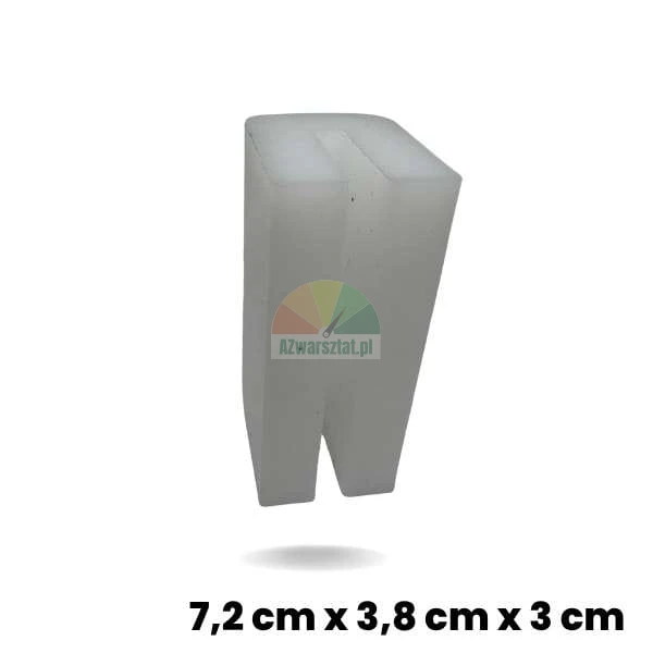 Ślizg podnośnika o wymiarach 7,2 cm x 3,8 cm x 3 cm wykonany z białego tworzywa