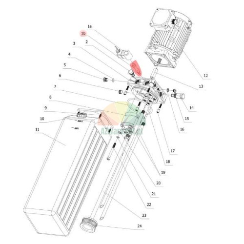 Schemat techniczny pompy hydraulicznej Twin Busch z zaznaczonym zaworem opuszczania XYF-C.