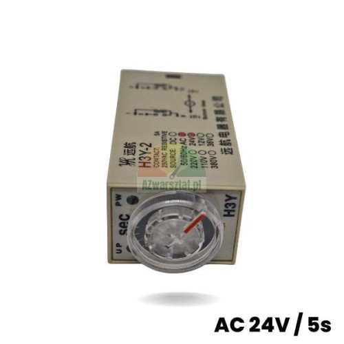 Przekaźnik czasowy H3Y-2 AC 24V 5s, 8 PIN z pokrętłem regulacyjnym