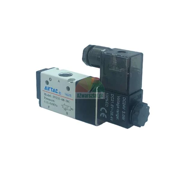 Zawór elektromagnetyczny pneumatyczny AirTAC model 3V210-08-NC sterowany cewką 24V DC