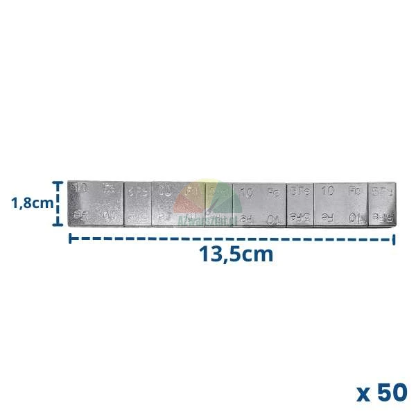 Ciężarki klejone stalowe Fe do kół, pasek 5g i 10g, wymiary 13,5x1,8 cm