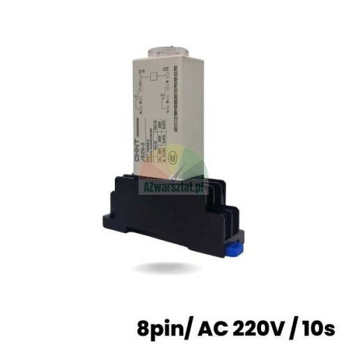 Przekaźnik czasowy 8-pin 220V AC 10s z podstawką na szynę DIN