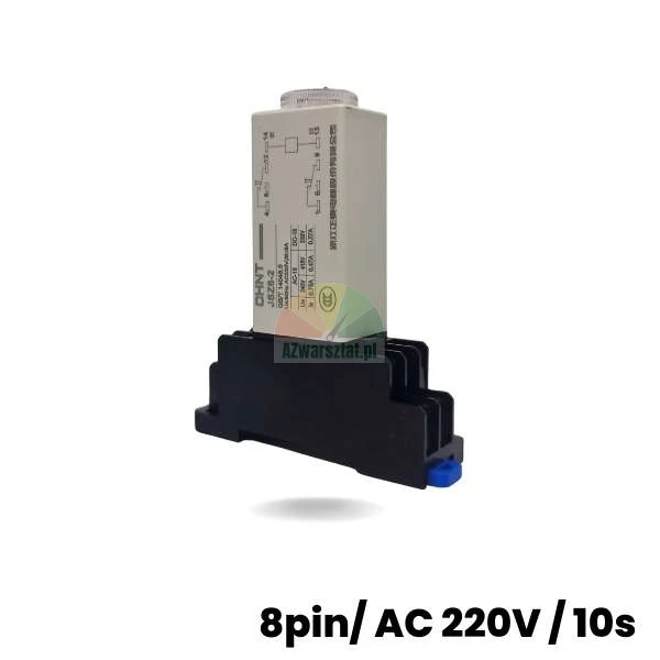 Przekaźnik czasowy 8-pin 220V AC 10s z podstawką na szynę DIN