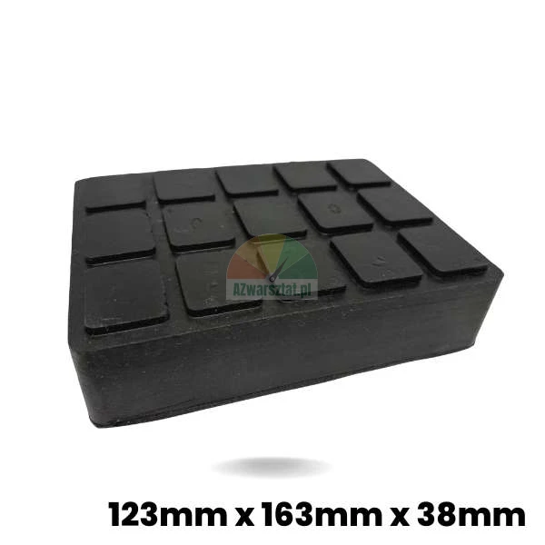 Podkładka gumowa (klocek gumowy) do podnośników samochodowych 123mm x 163mm x 38mm z profilowaną powierzchnią.