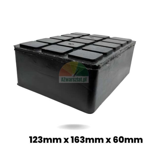 Podkładka gumowa klocek do podnośnika samochodowego 123mm x 163mm x 60mm z antypoślizgową powierzchnią