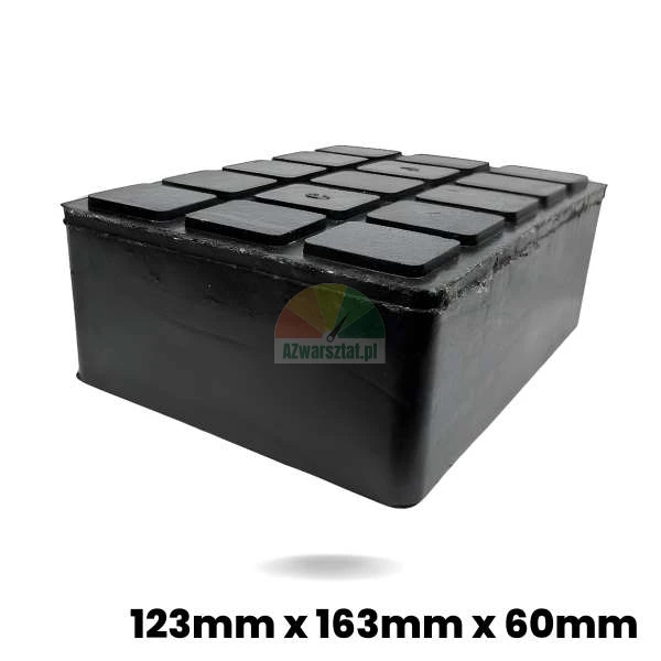 Podkładka gumowa klocek do podnośnika samochodowego 123mm x 163mm x 60mm z antypoślizgową powierzchnią