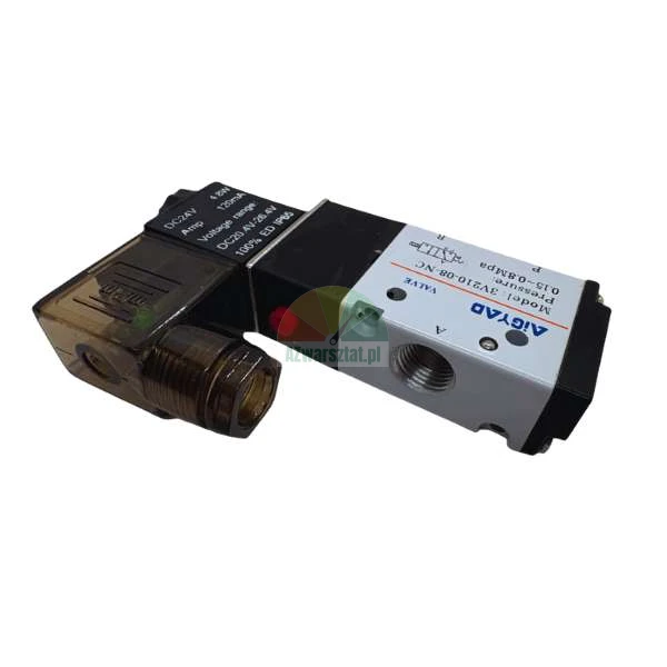 Elektrozawór pneumatyczny AIGYAD model 3V210-08-NC, DC 24V, 3/2-drożny normalnie zamknięty.