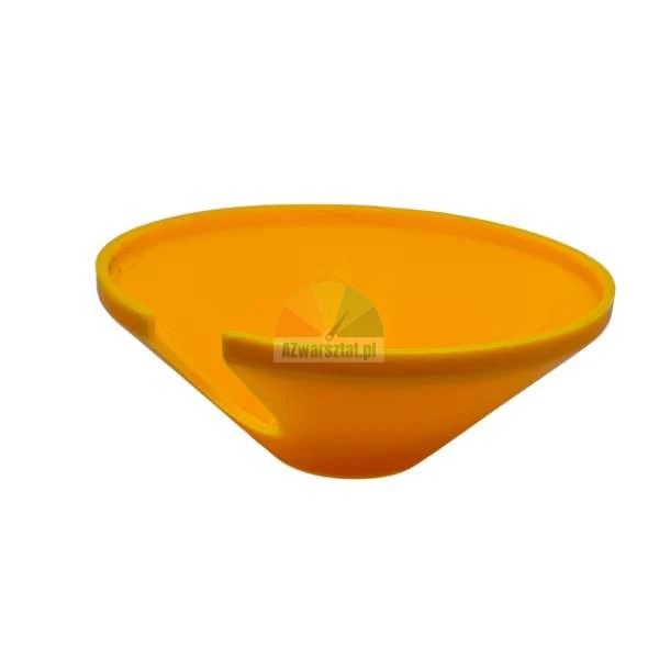 Żółty plastikowy element w kształcie stożka z bocznym wycięciem.