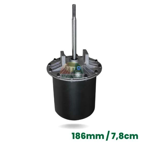 Kompletny siłownik odbijacza 186mm z trzpieniem 16,5-32cm i mocowaniem 7,8cm na białym tle
