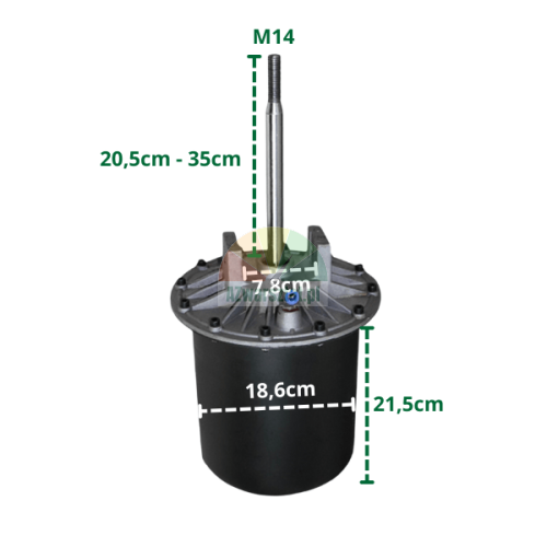 Kompletny siłownik odbijacza 186mm (trzpień 20,5cm-35cm, mocowanie 7,8cm, gwint M14)