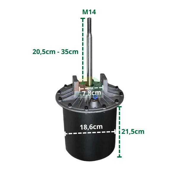 Kompletny siłownik odbijacza 186mm (trzpień 20,5cm-35cm, mocowanie 7,8cm, gwint M14)