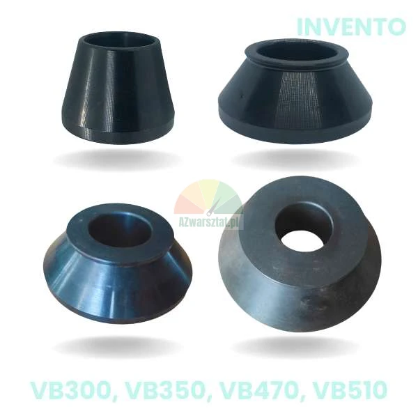 Zestaw czterech czarnych stożków centrujących do wyważarek Invento modele VB300, VB350, VB470, VB510.