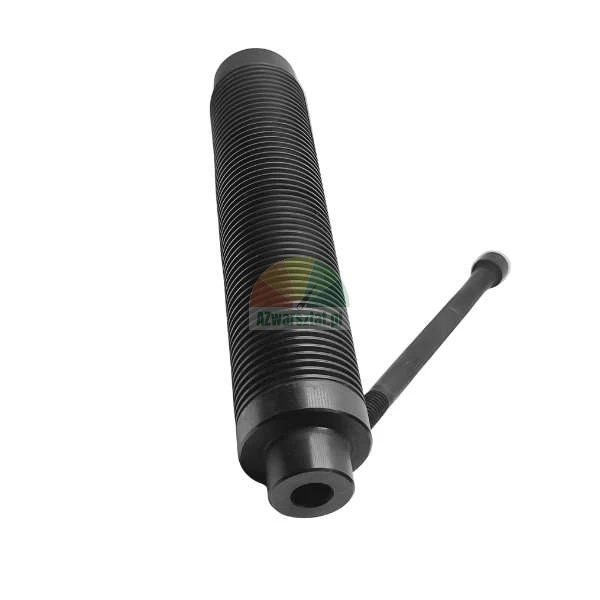 Czarny cylindryczny element metalowy z gwintem zewnętrznym i poprzecznym trzpieniem.