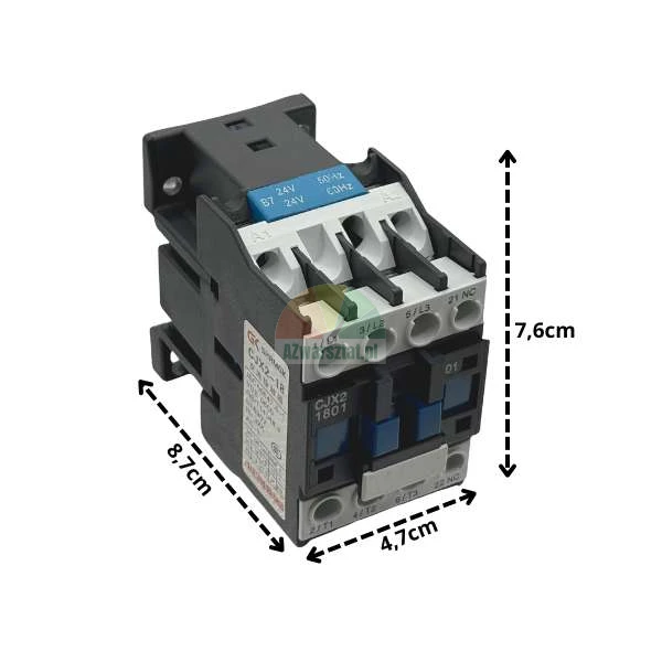 Stycznik silnika 24V AC CJX2 1801 z wymiarami