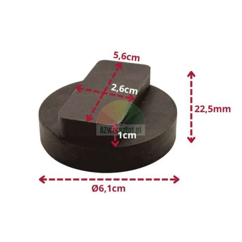 Gumowa podkładka pod lewarek BMW 3 4 5, średnica 6,1 cm z wymiarami.