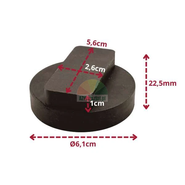 Gumowa podkładka pod lewarek BMW 3 4 5, średnica 6,1 cm z wymiarami.