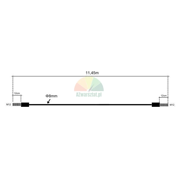 Stalowa lina podnośnika Nussbaum SPL 3500 SPL 8000, 11.45m x 8mm, końcówki M12