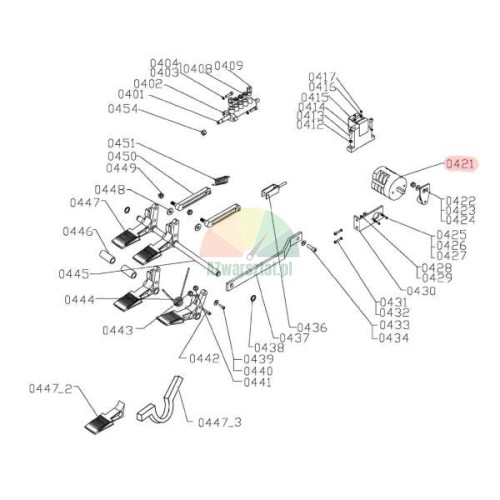 Schemat montażownicy Invento z zaznaczonym przełącznikiem obrotowym 2V do TC 720, TC 722, TC 724