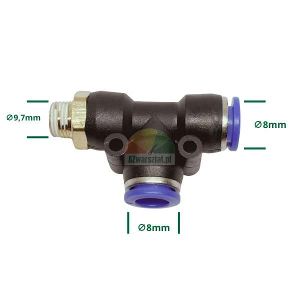 Złączka pneumatyczna T G9.7mm / 8mm / 8mm
