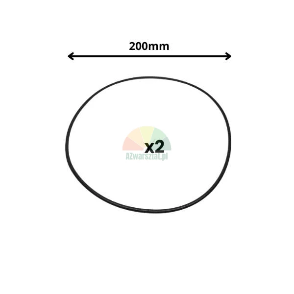 Zestaw dwóch czarnych uszczelek typu o-ring o średnicy 200mm.