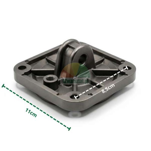 Metalowa flansza montażowa siłownika z uchem 11cm, rozstaw otworów 8.5cm