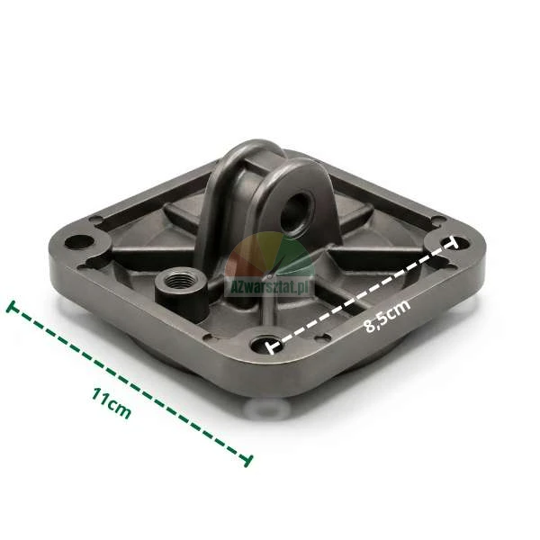 Metalowa flansza montażowa siłownika z uchem 11cm, rozstaw otworów 8.5cm