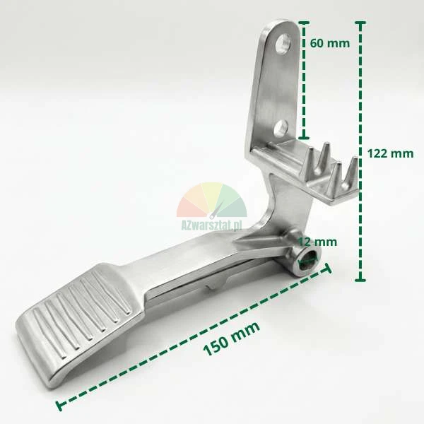Aluminiowy pedał do montażownicy typ B z wymiarami