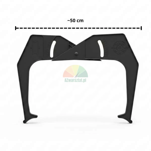 Czarny plastikowy przyrząd do pomiaru o szerokości około 50 cm.