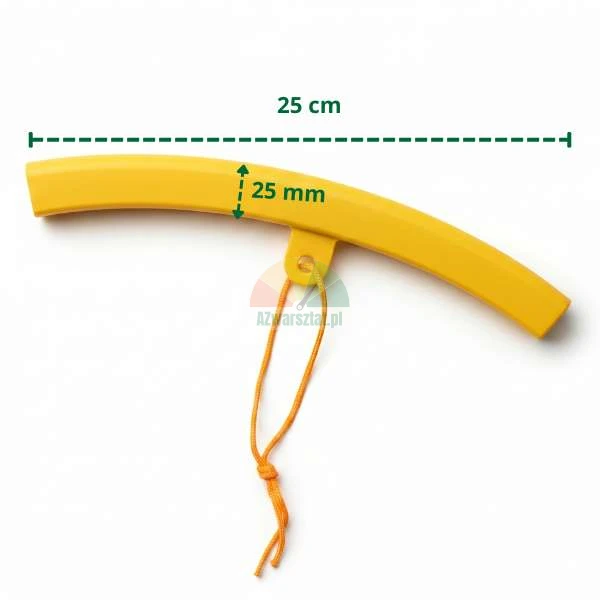 Żółta osłona felgi o długości 25 cm i szerokości 25 mm ze sznurkiem