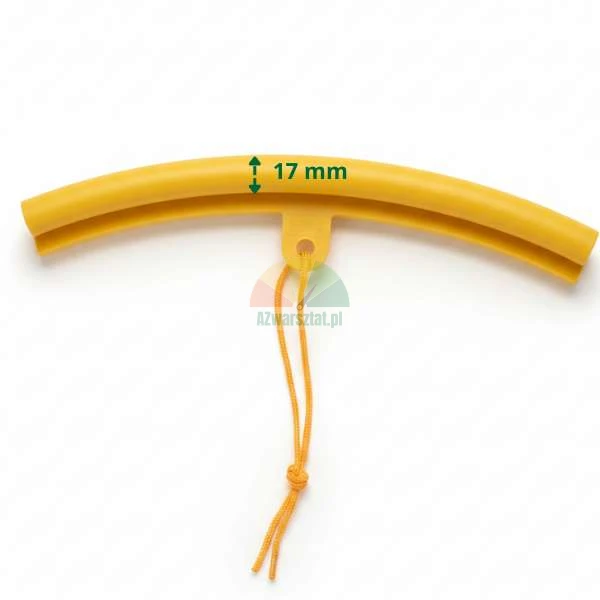 Żółty wygięty element plastikowy o szerokości 17 mm ze sznurkiem.