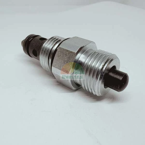 Hydrauliczny zawór nabojowy ze stalowym korpusem i czarnym trzpieniem.