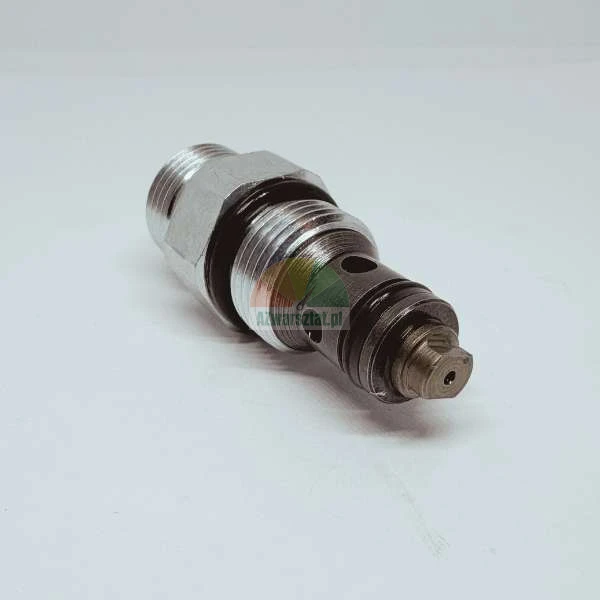Hydrauliczny zawór nabojowy z gwintem i uszczelkami typu O-ring na jasnym tle.