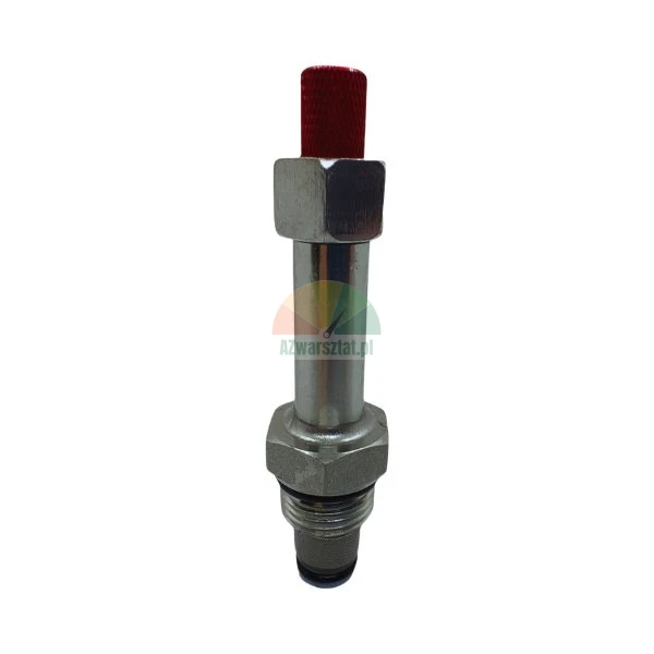 Hydrauliczny zawór sterujący z czerwoną nasadką na białym tle
