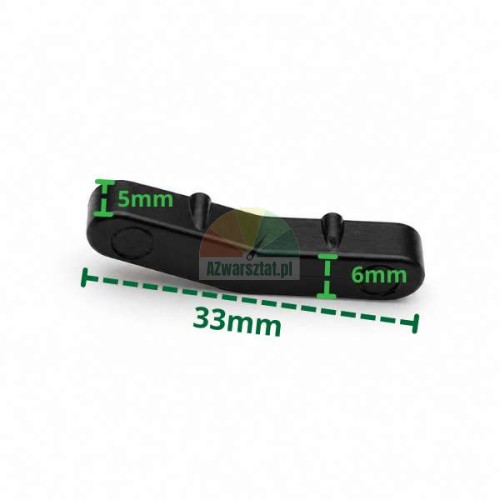 Plastikowa osłona na stopkę montażową typ AO z wymiarami 33mm x 5mm x 6mm